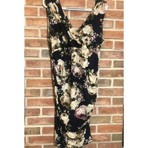 XL My Bump Dk Blue Floral Tank Dress Faux Wrap